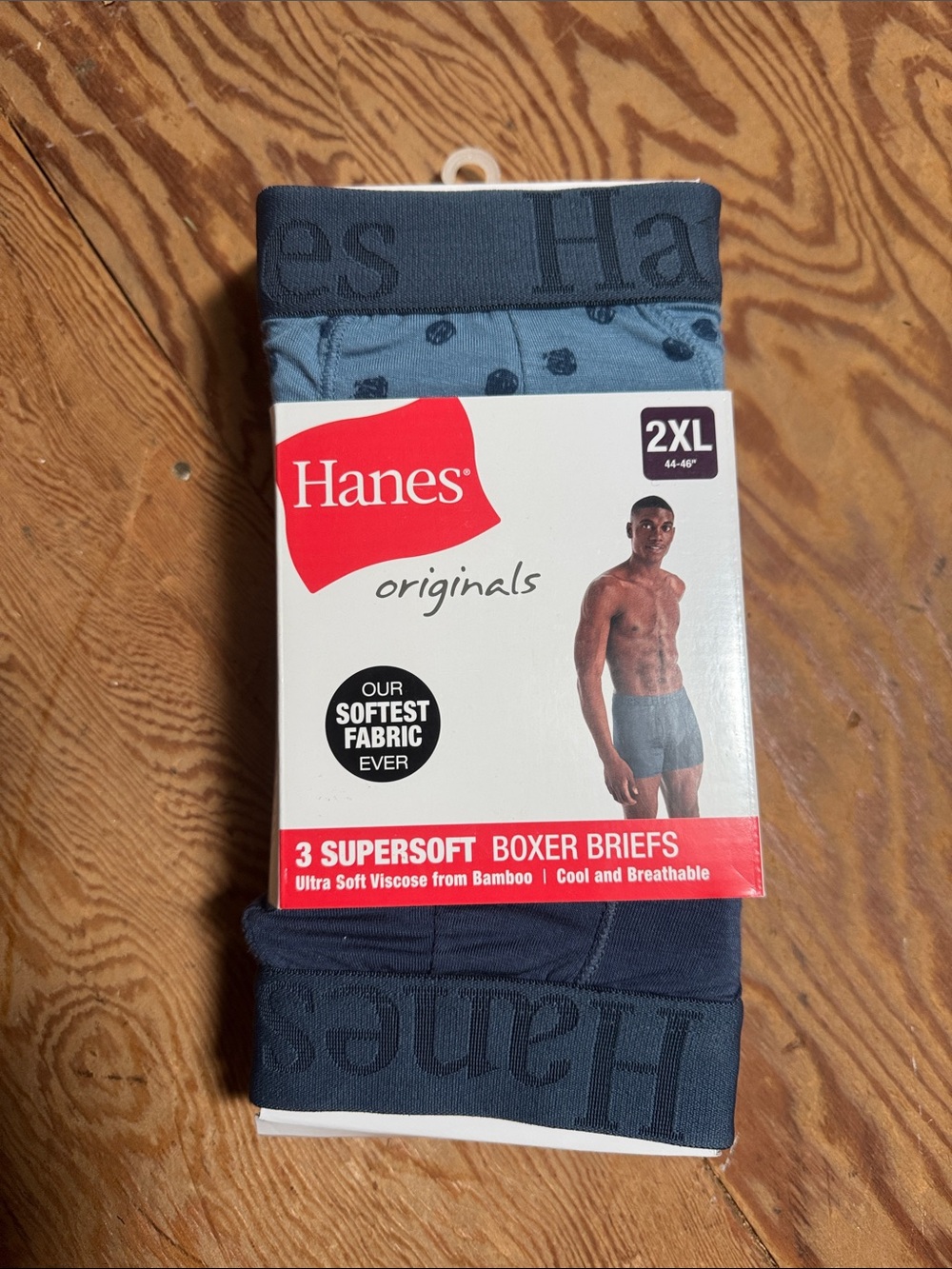 Hanes Men’s tagless Boxer Brief 3-Pack in Navy and Light Blue
